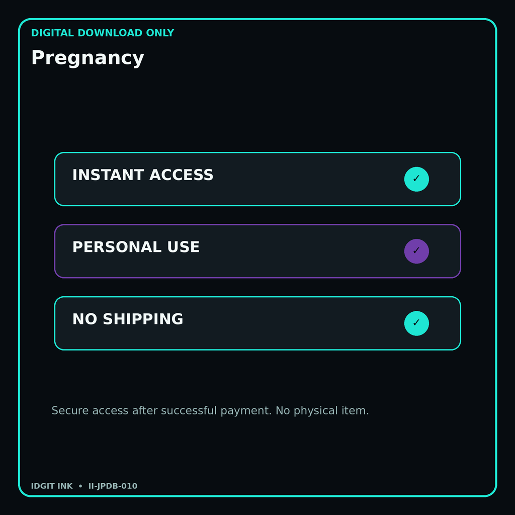 Pregnancy secure digital download personal-use and no-shipping notice