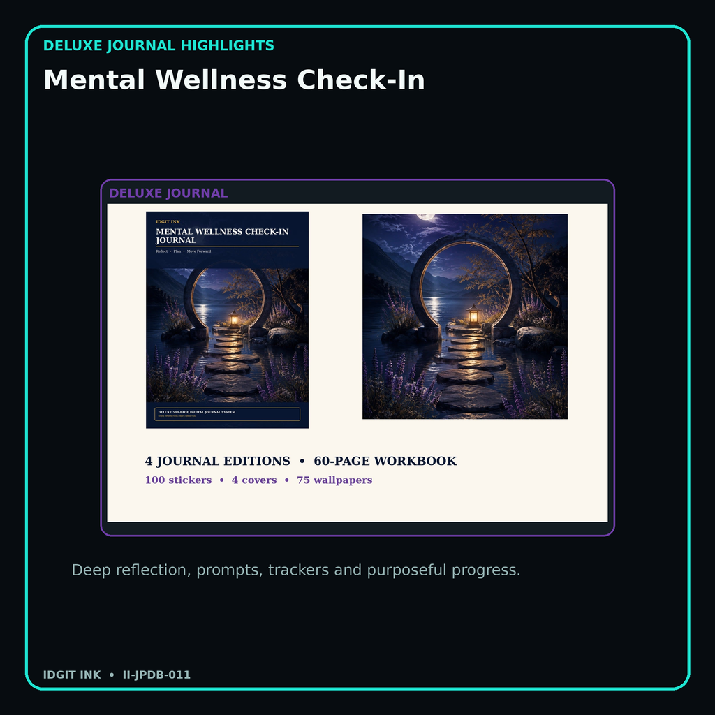 Mental Wellness Check-In deluxe digital journal features and guided reflection pages