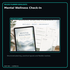 Mental Wellness Check-In deluxe digital planner features and flexible organization