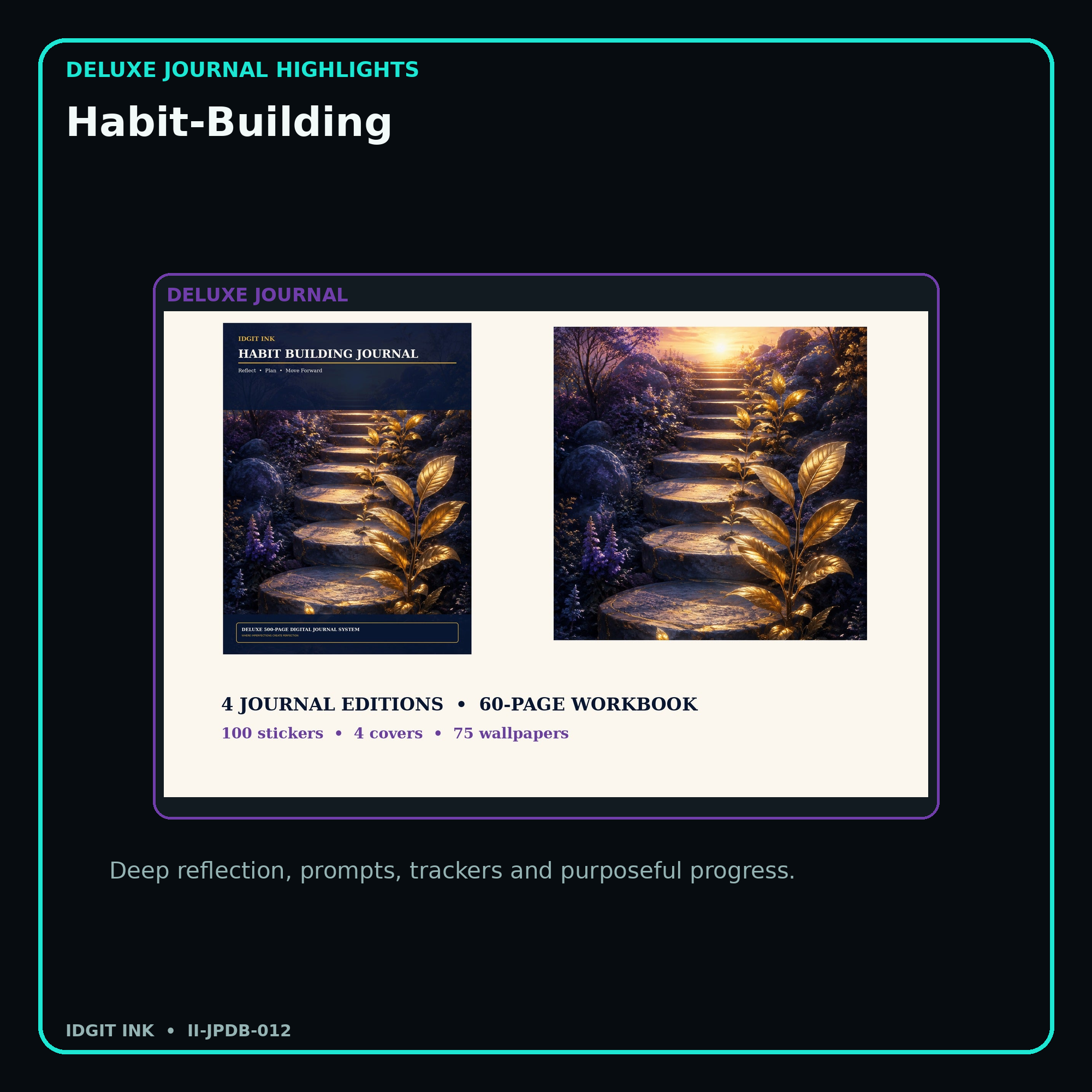 Habit-Building deluxe digital journal features and guided reflection pages