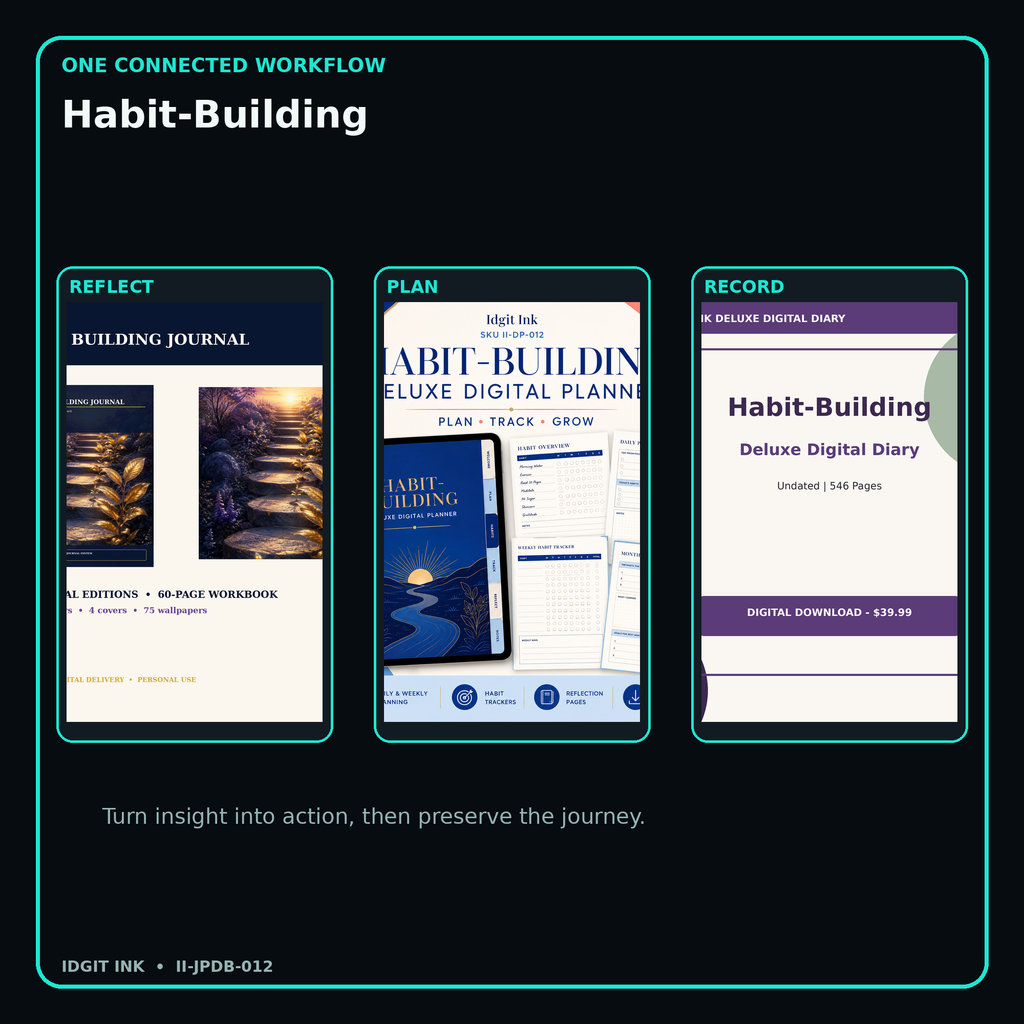 Habit-Building connected journal planner diary workflow and customer benefits