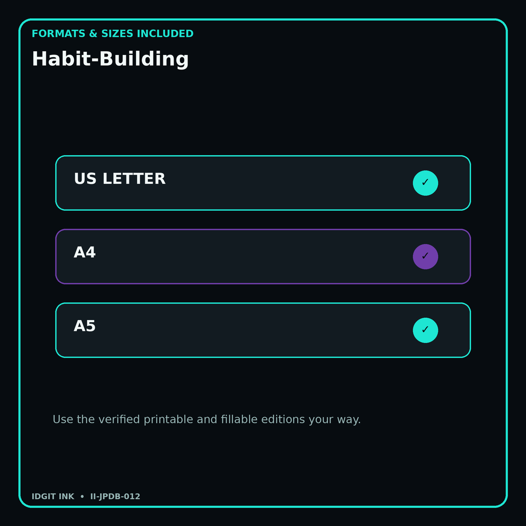 Habit-Building digital bundle formats in US Letter A4 and A5