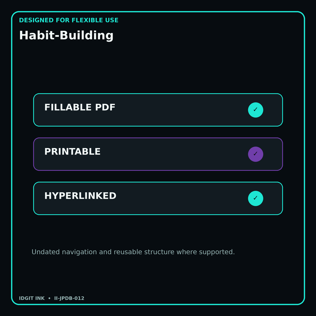 Habit-Building fillable printable and hyperlinked digital features