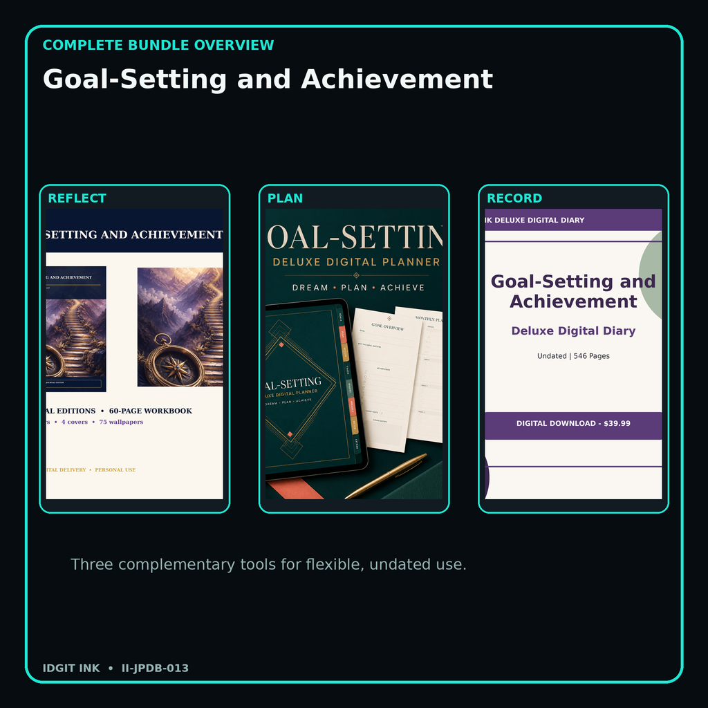 Goal-Setting and Achievement complete three-product digital bundle overview