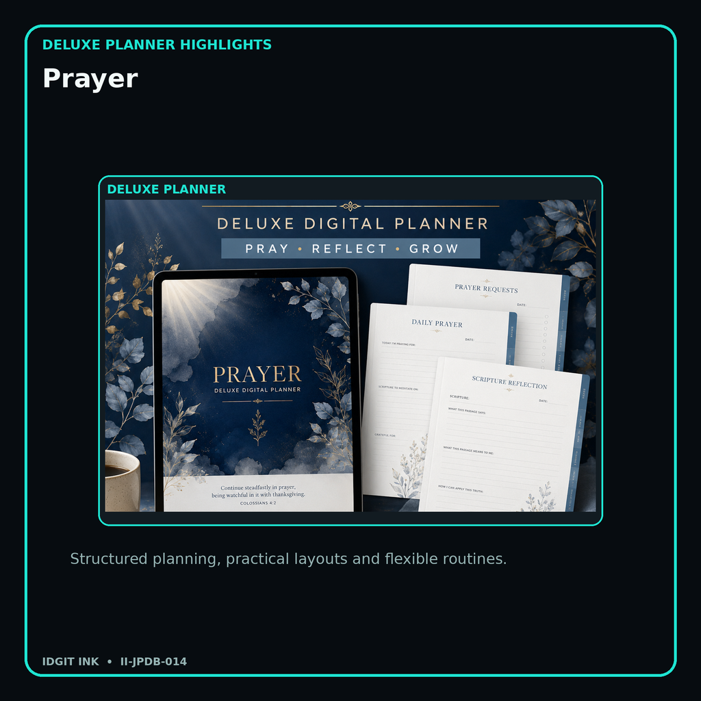 Prayer deluxe digital planner features and flexible organization