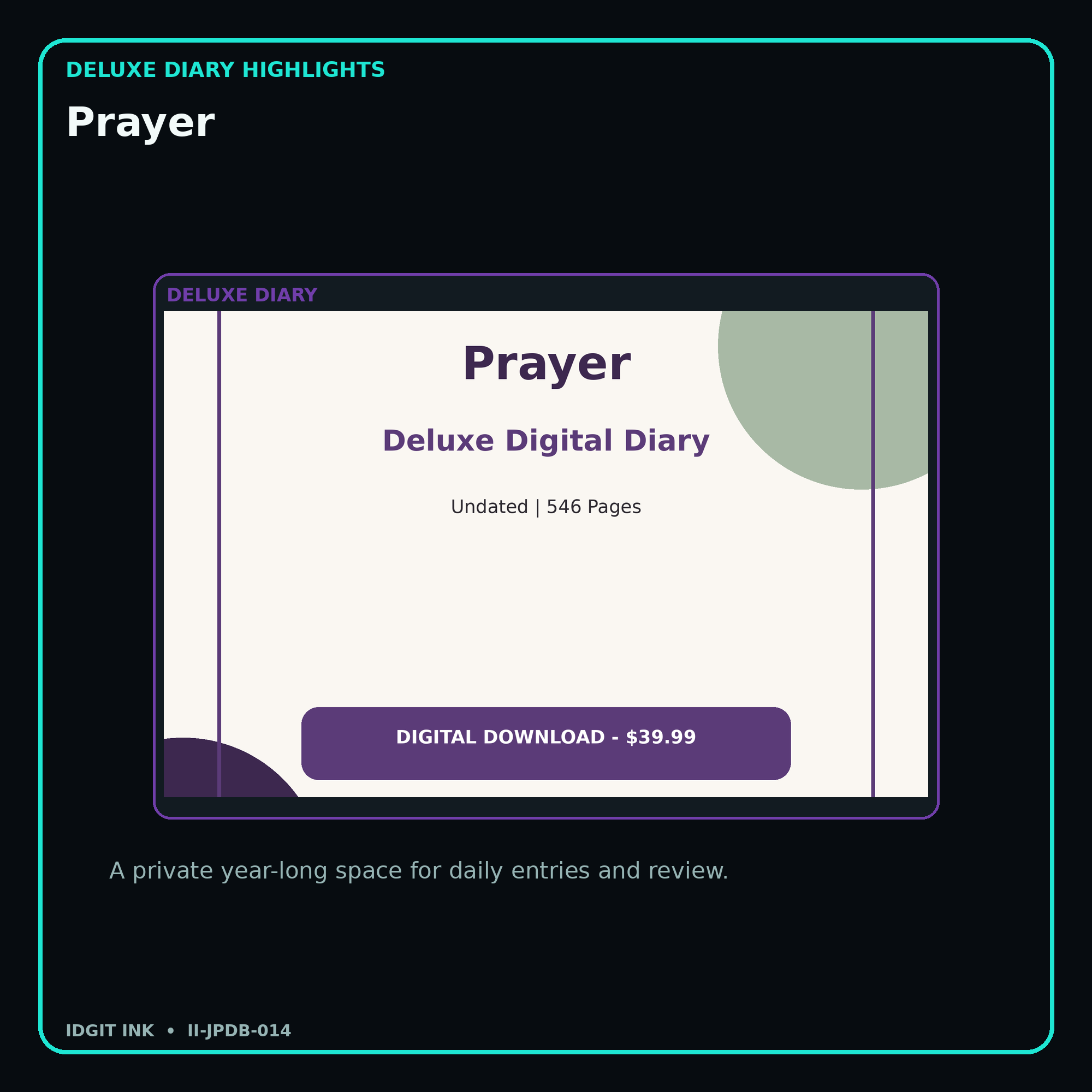 Prayer deluxe digital diary features and undated daily entries