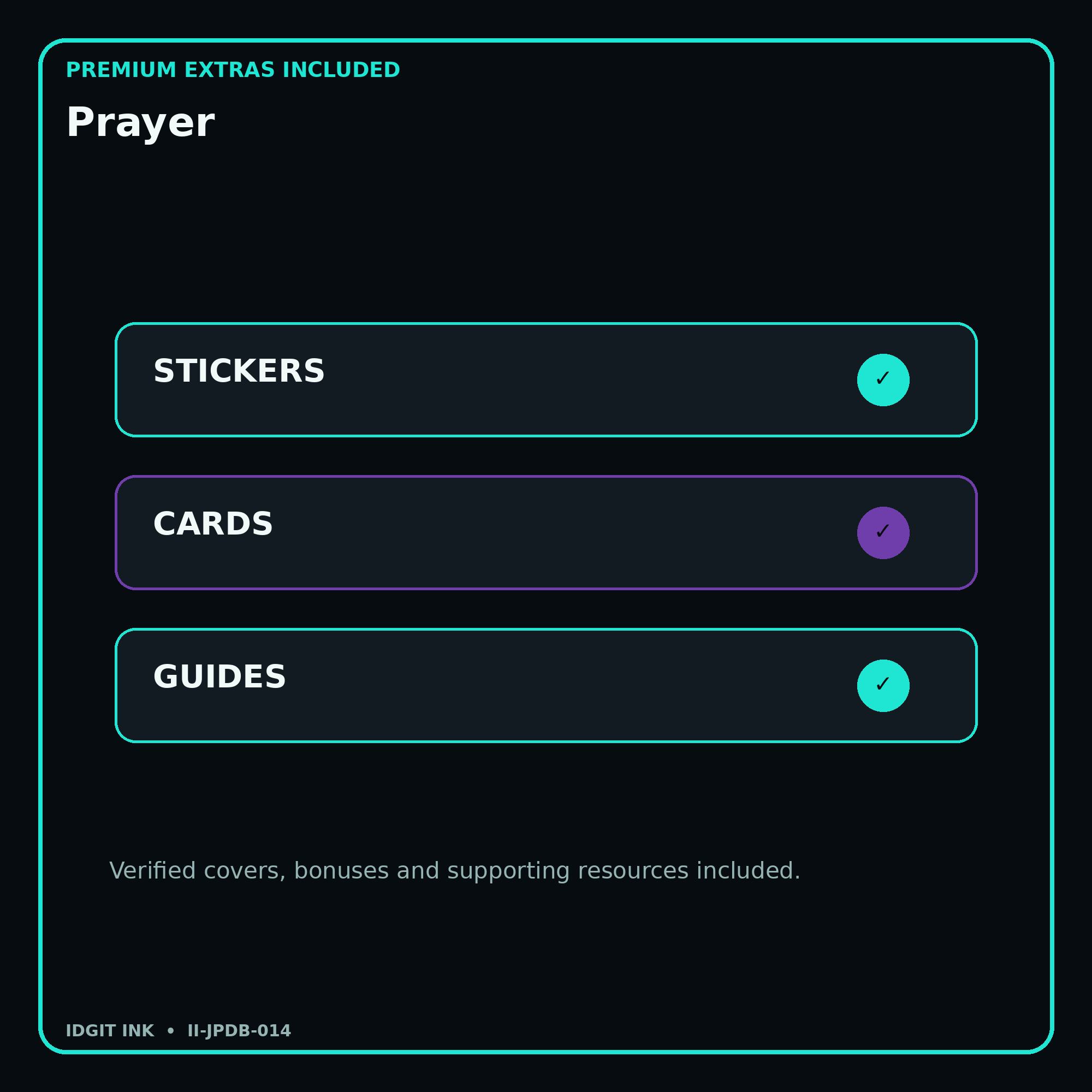Prayer stickers cards covers guides and verified bundle bonuses