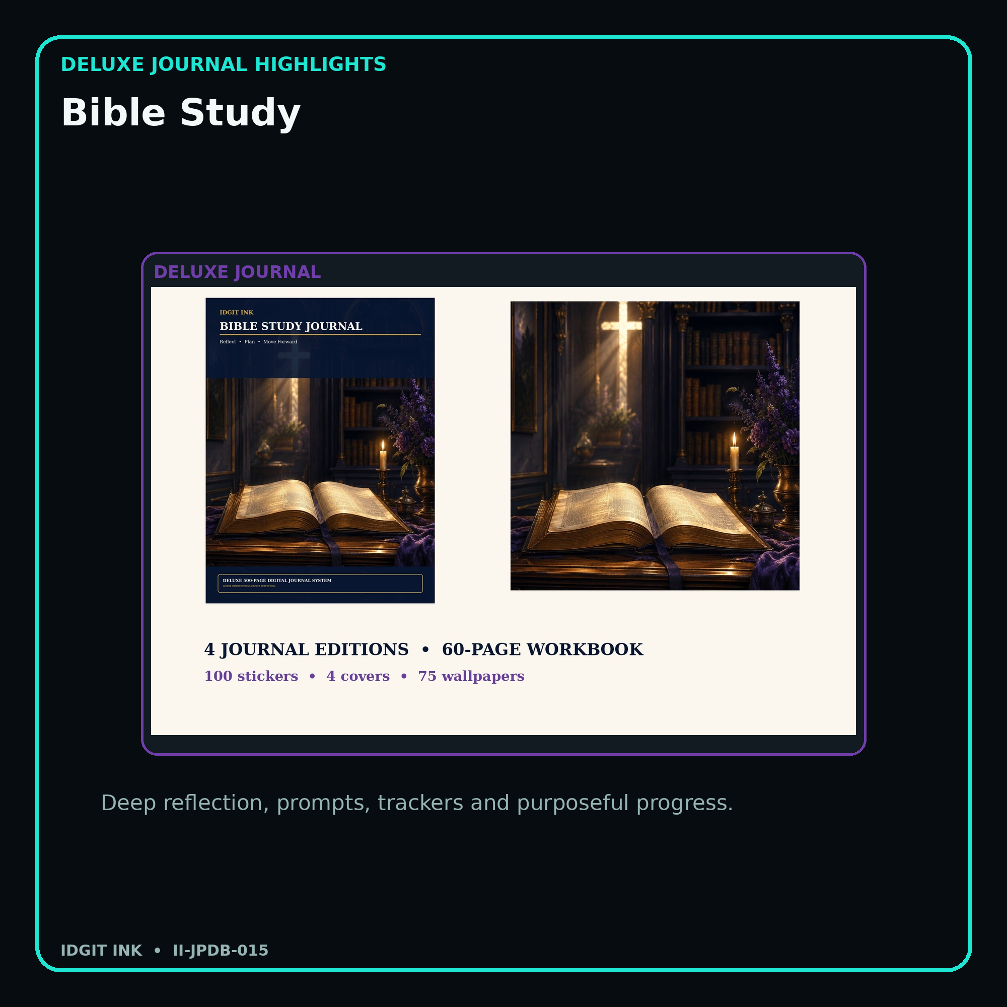 Bible Study deluxe digital journal features and guided reflection pages