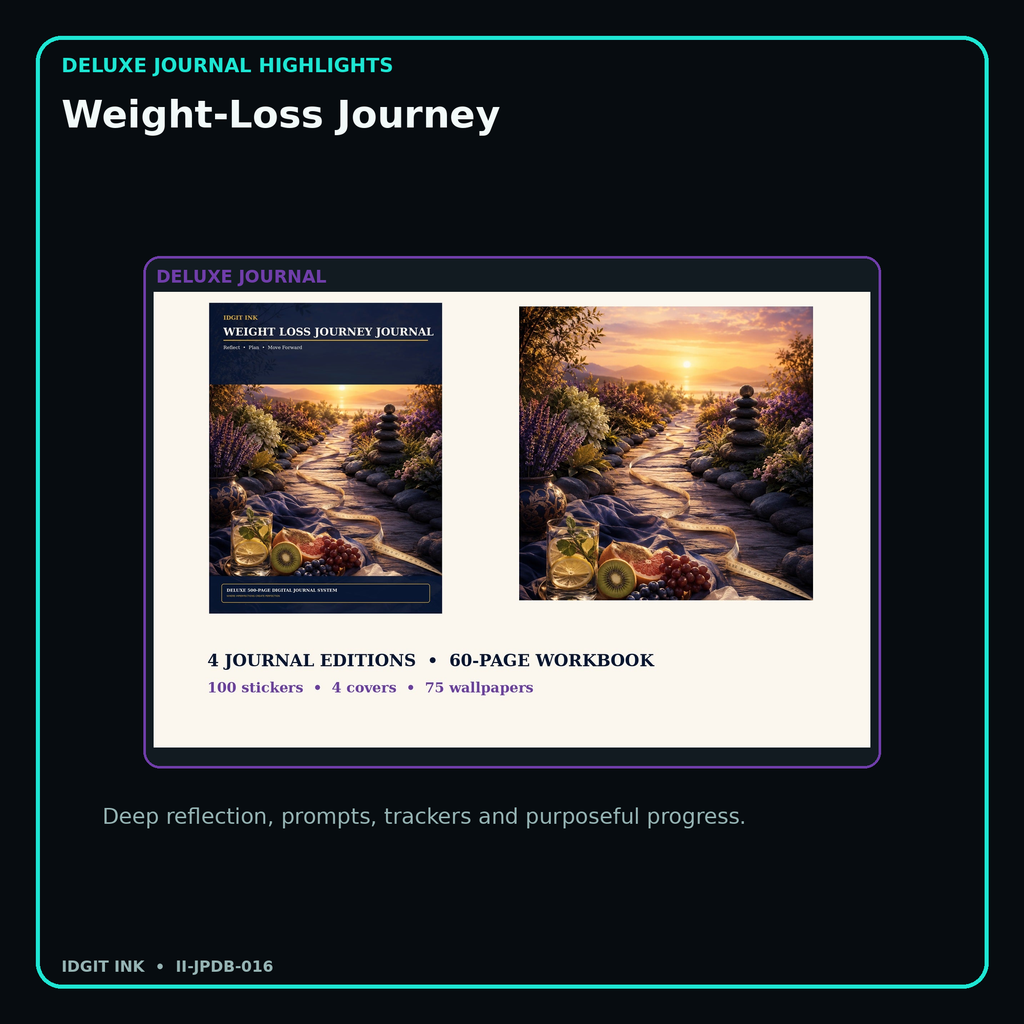 Weight-Loss Journey deluxe digital journal features and guided reflection pages
