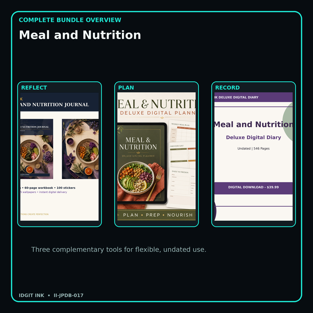Meal and Nutrition complete three-product digital bundle overview