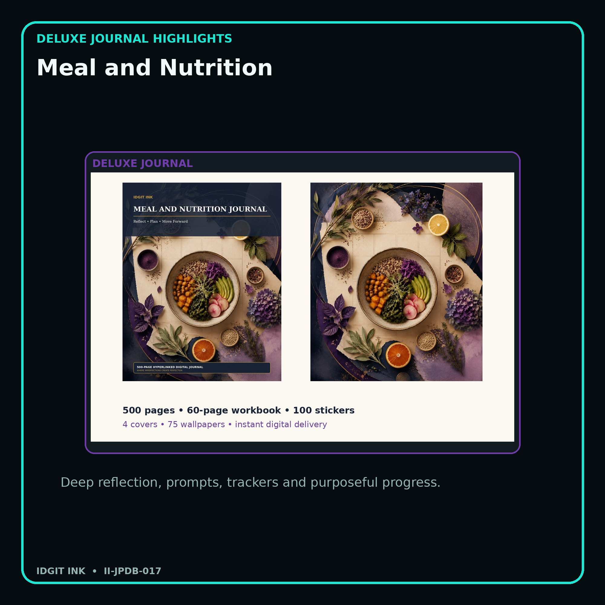 Meal and Nutrition deluxe digital journal features and guided reflection pages