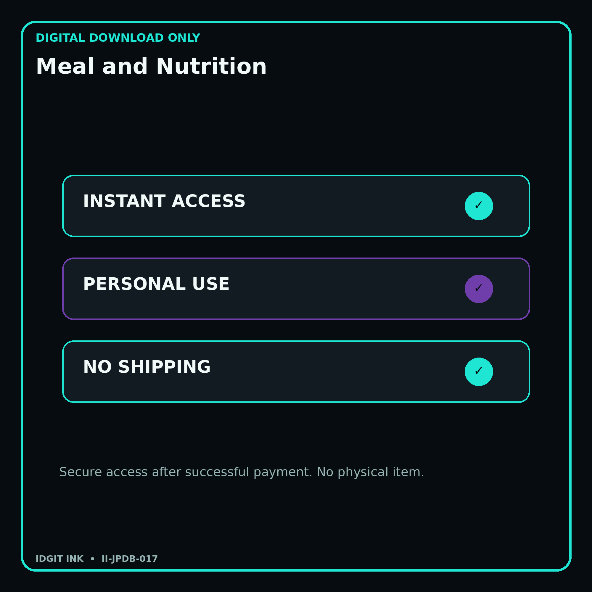 Meal and Nutrition secure digital download personal-use and no-shipping notice