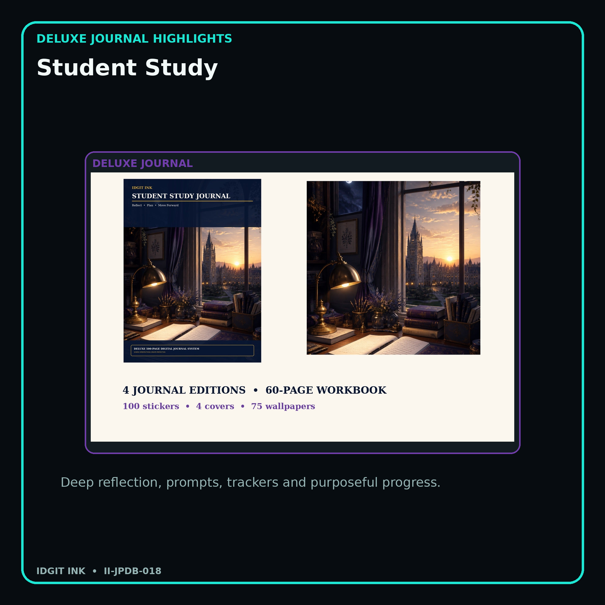Student Study deluxe digital journal features and guided reflection pages