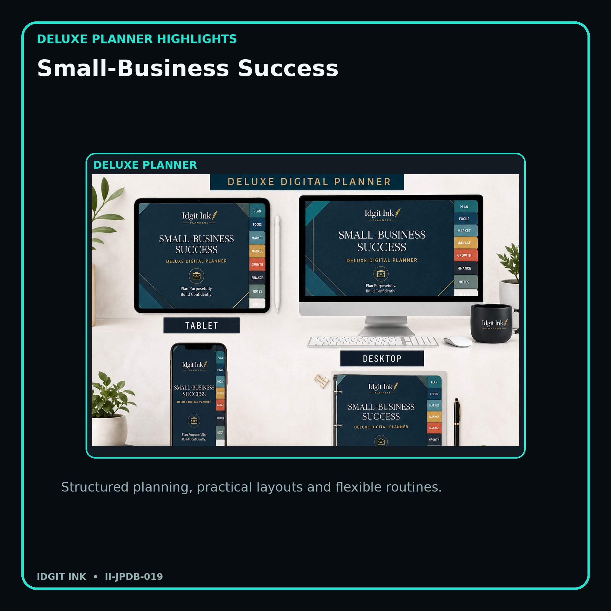 Small-Business Success deluxe digital planner features and flexible organization