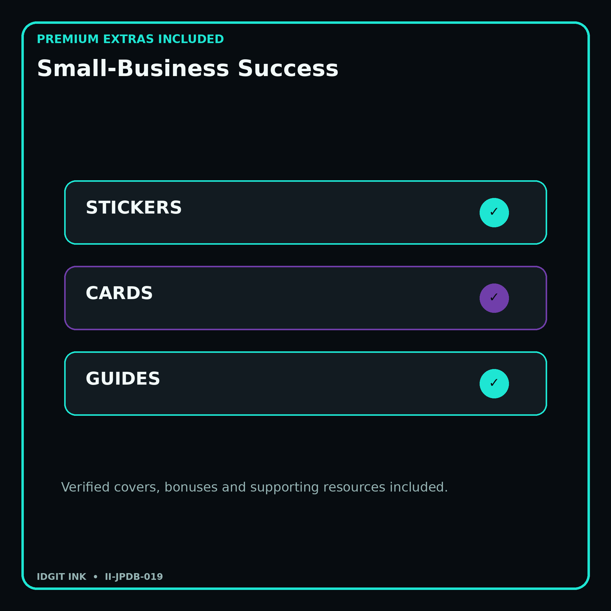 Small-Business Success stickers cards covers guides and verified bundle bonuses