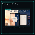 Morning and Evening deluxe digital planner features and flexible organization