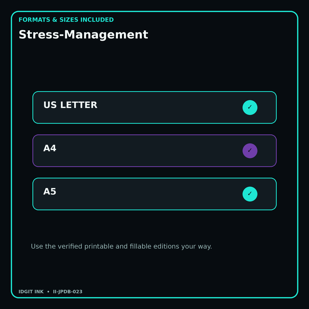 Stress-Management digital bundle formats in US Letter A4 and A5