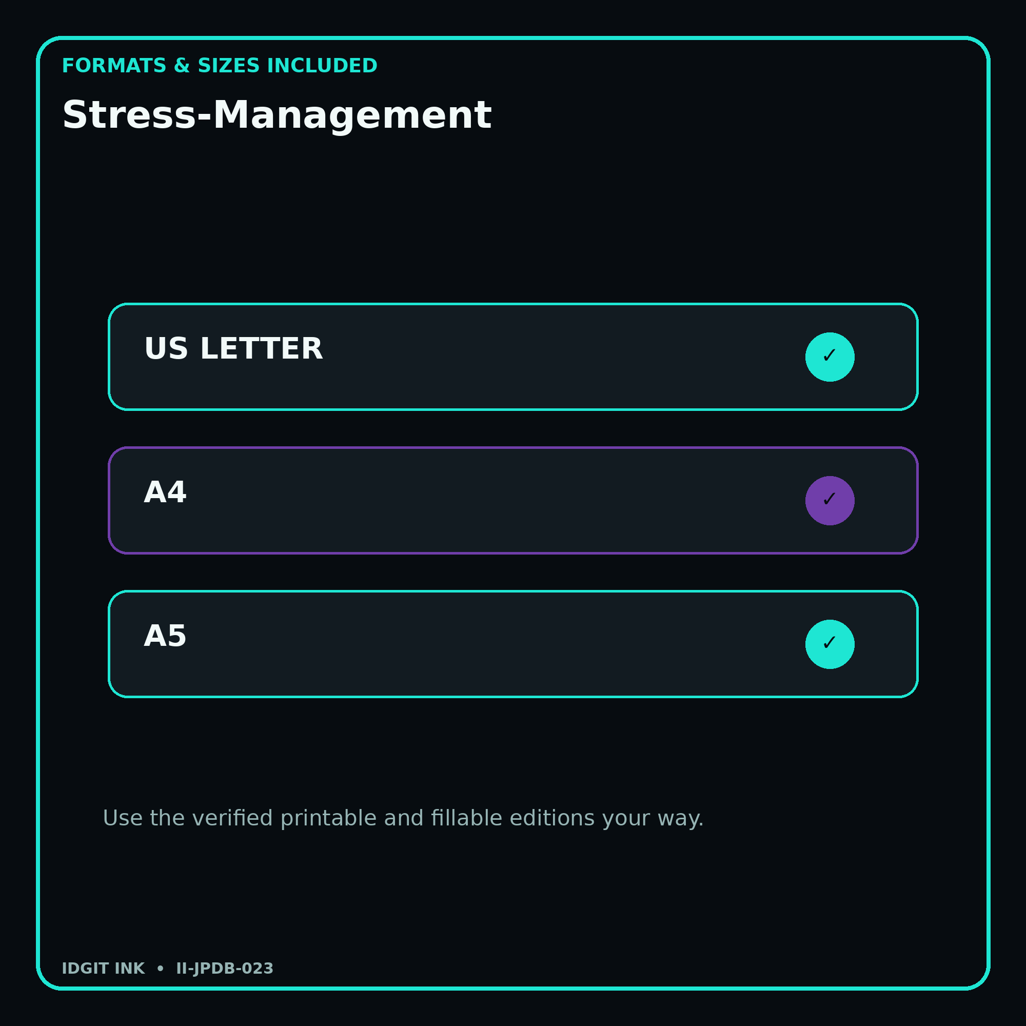 Stress-Management digital bundle formats in US Letter A4 and A5