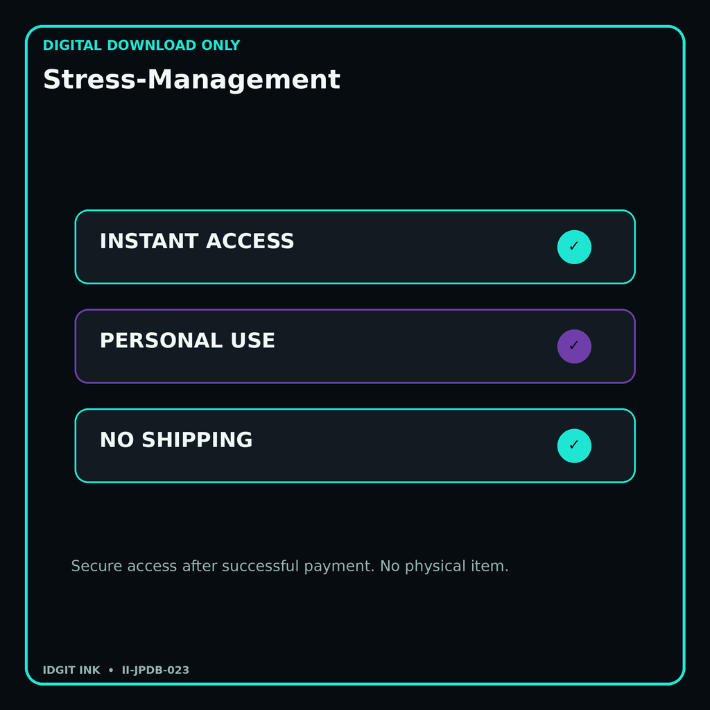 Stress-Management secure digital download personal-use and no-shipping notice