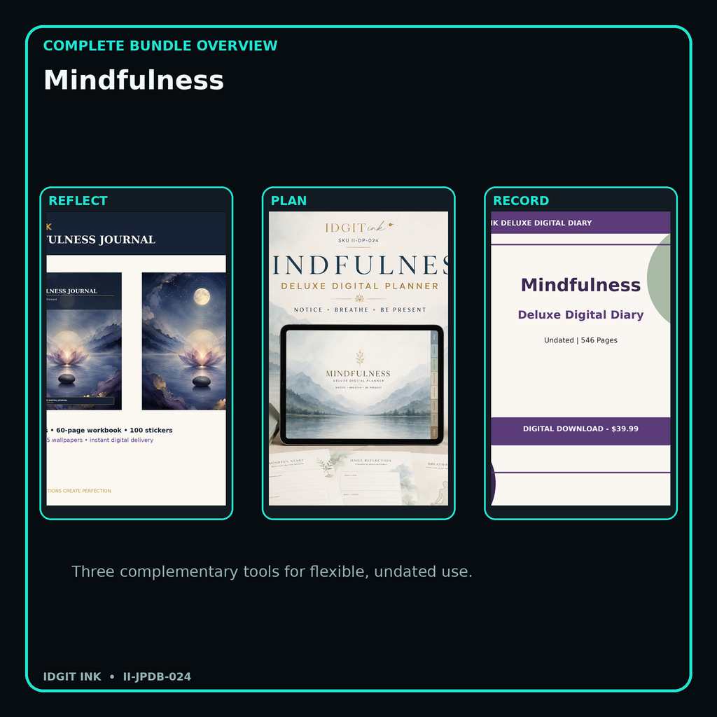 Mindfulness complete three-product digital bundle overview