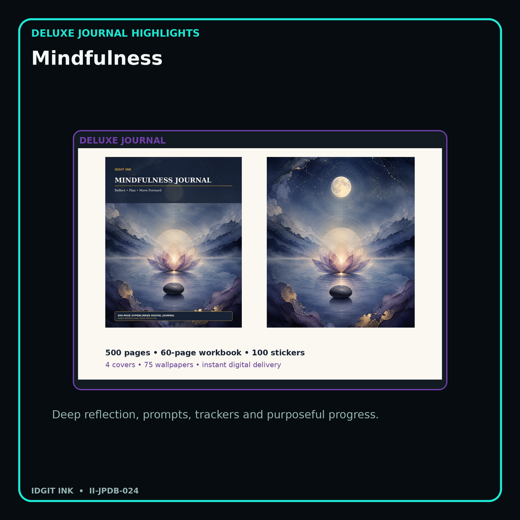 Mindfulness deluxe digital journal features and guided reflection pages