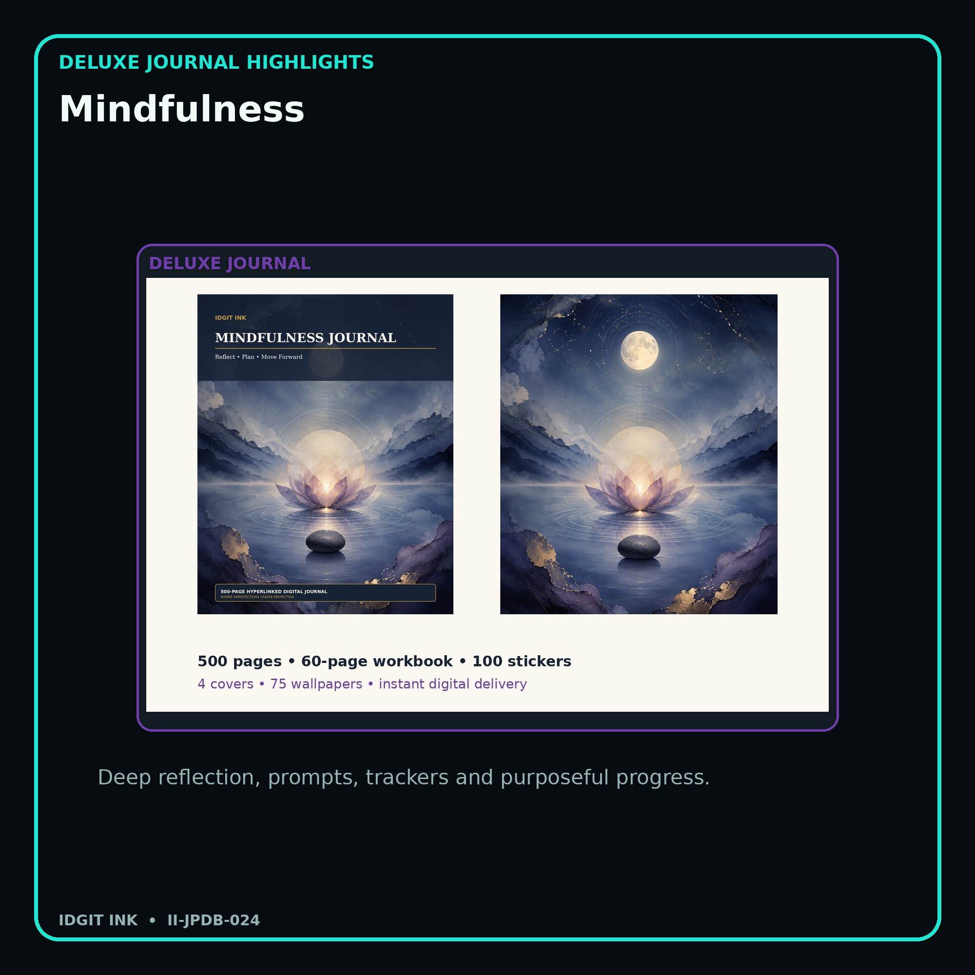 Mindfulness deluxe digital journal features and guided reflection pages