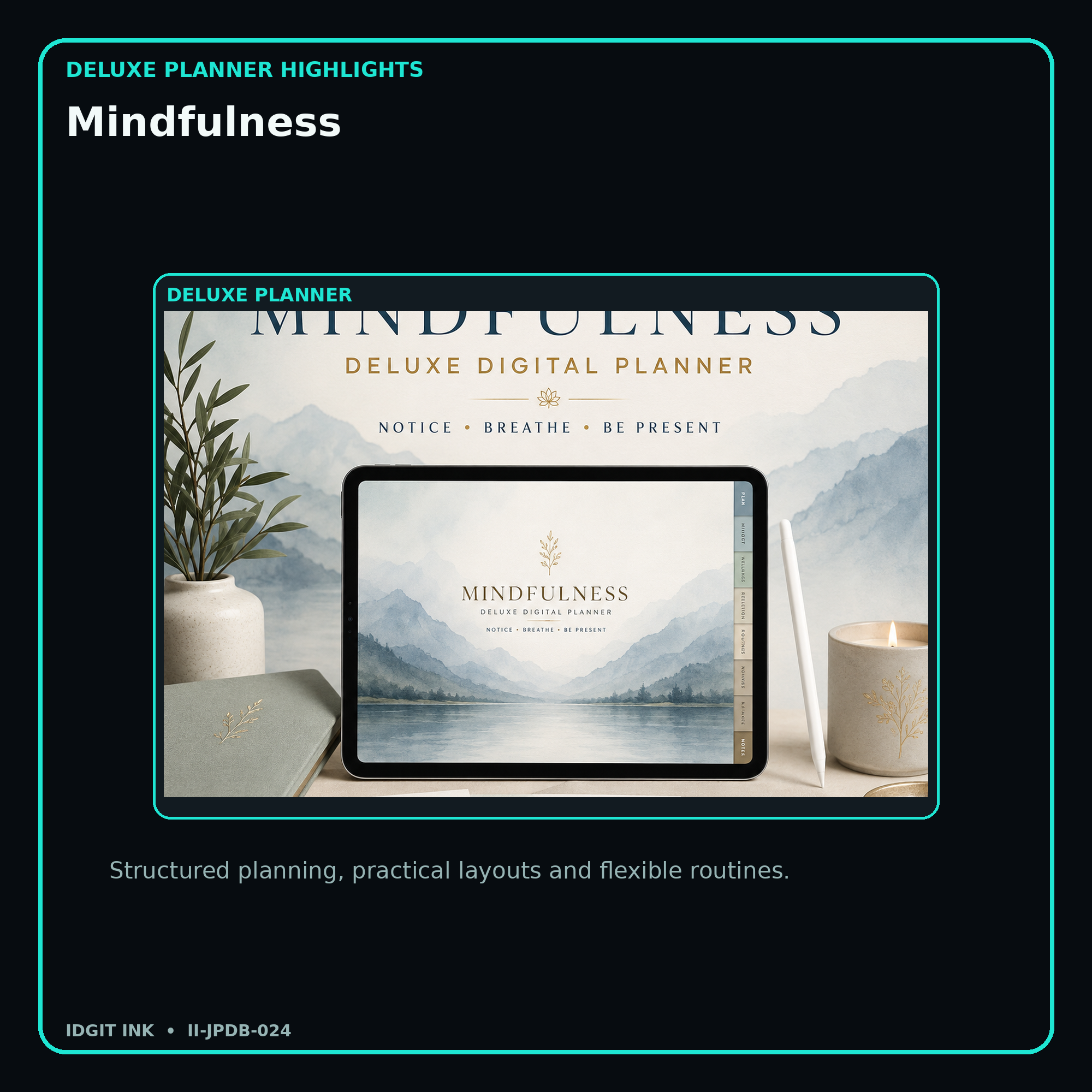 Mindfulness deluxe digital planner features and flexible organization