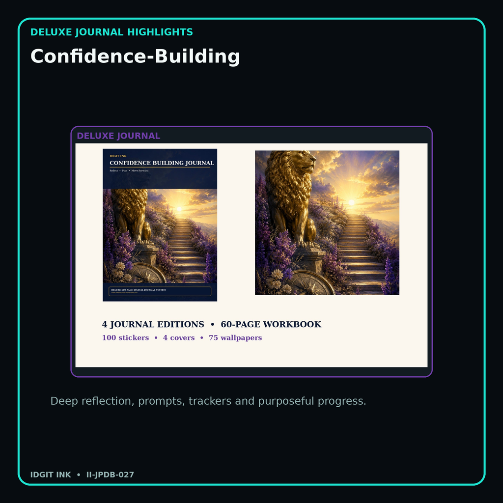 Confidence-Building deluxe digital journal features and guided reflection pages