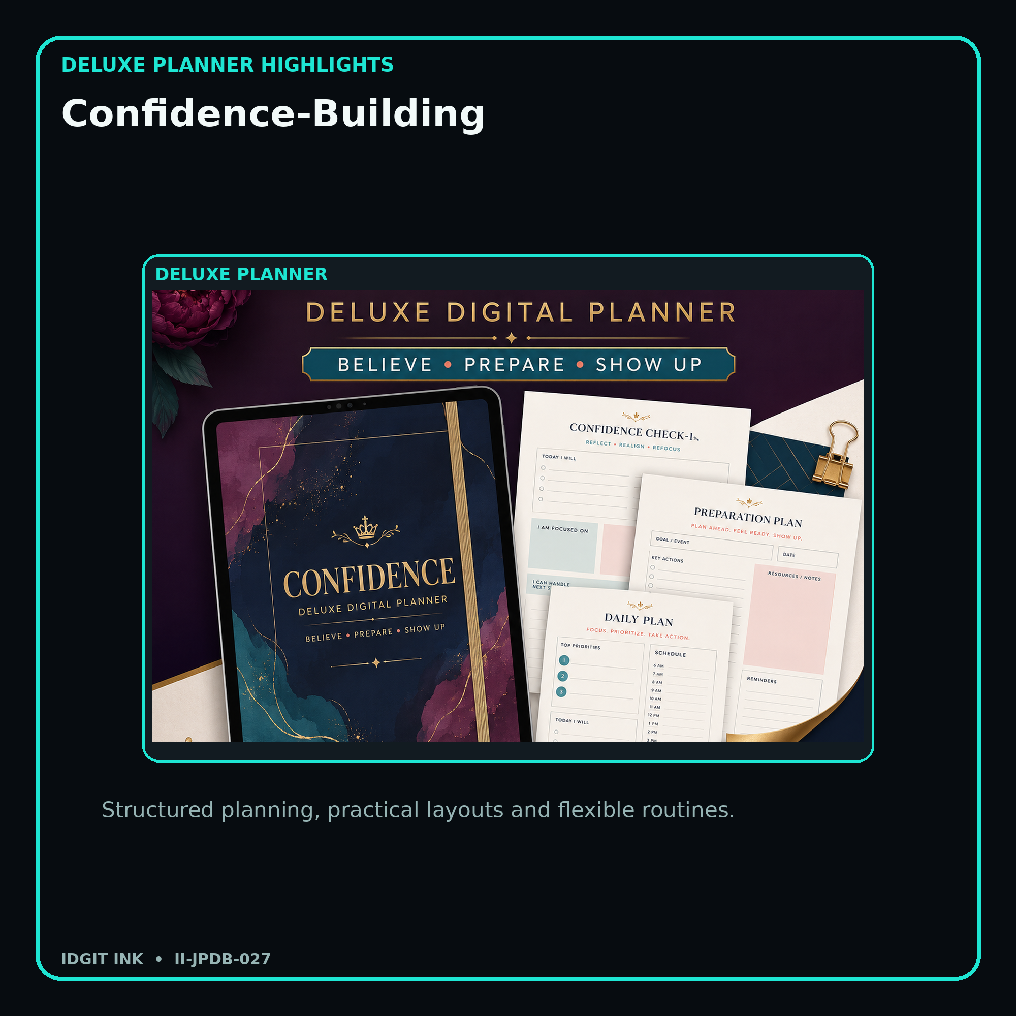 Confidence-Building deluxe digital planner features and flexible organization