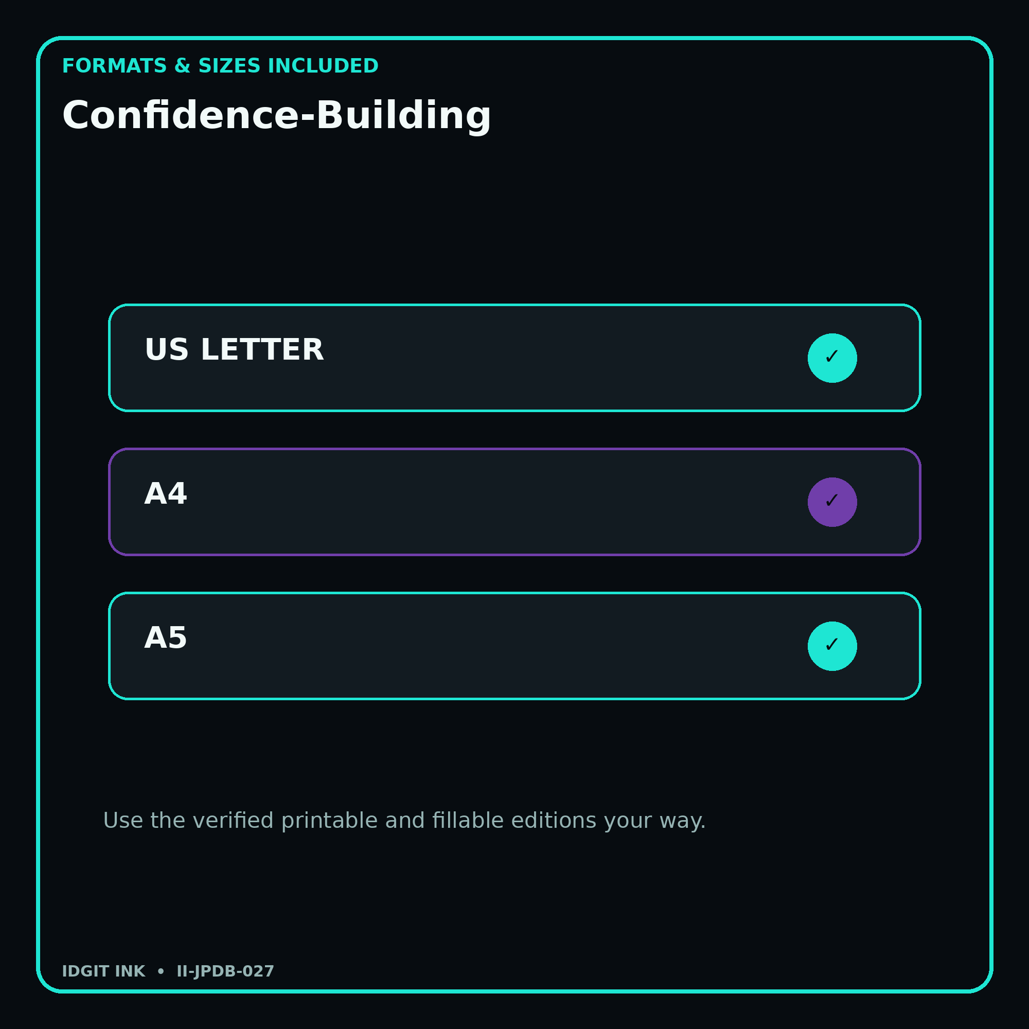 Confidence-Building digital bundle formats in US Letter A4 and A5