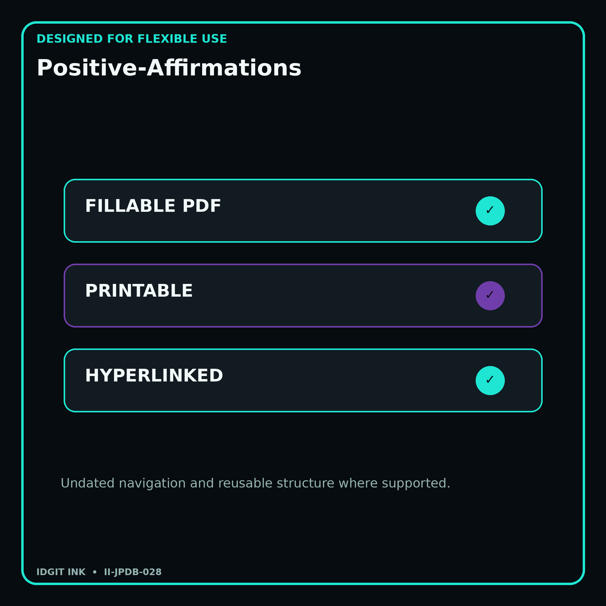 Positive-Affirmations fillable printable and hyperlinked digital features