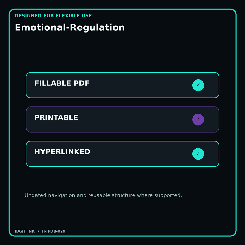 Emotional-Regulation fillable printable and hyperlinked digital features