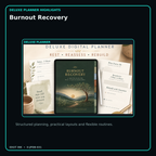 Burnout Recovery deluxe digital planner features and flexible organization