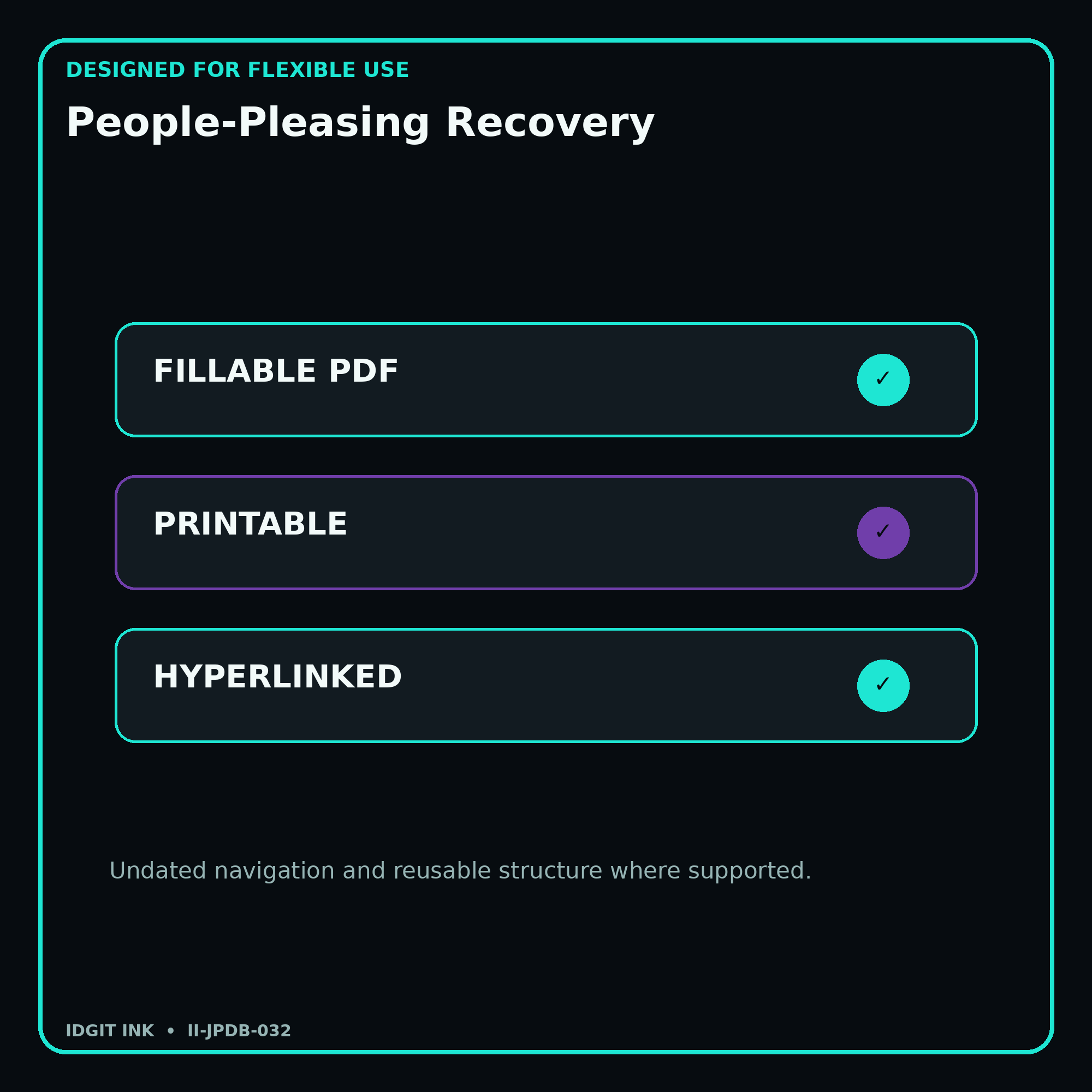 People-Pleasing Recovery fillable printable and hyperlinked digital features
