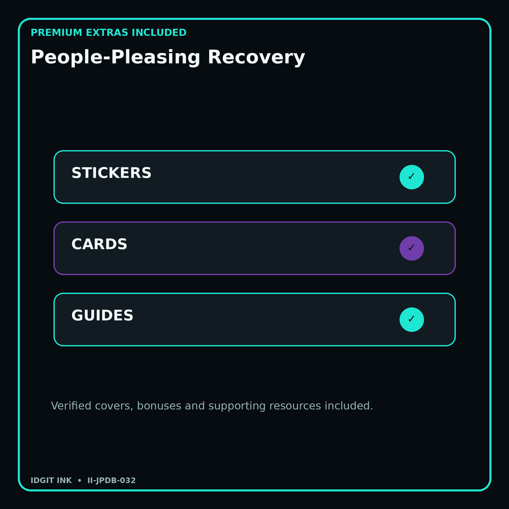 People-Pleasing Recovery stickers cards covers guides and verified bundle bonuses