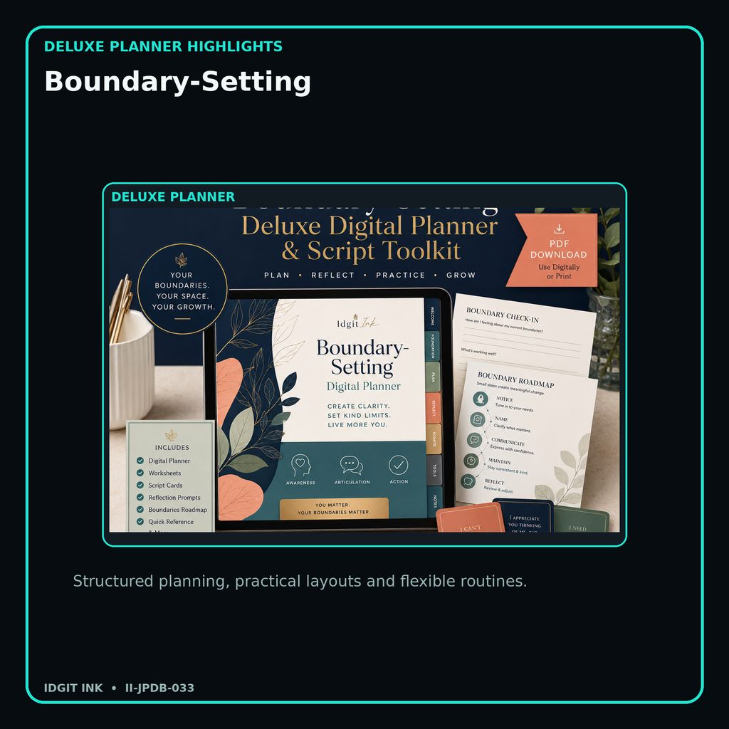 Boundary-Setting deluxe digital planner features and flexible organization