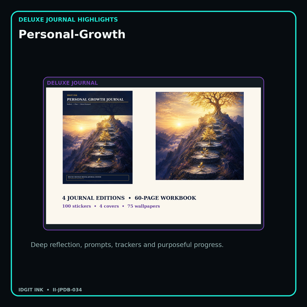 Personal-Growth deluxe digital journal features and guided reflection pages