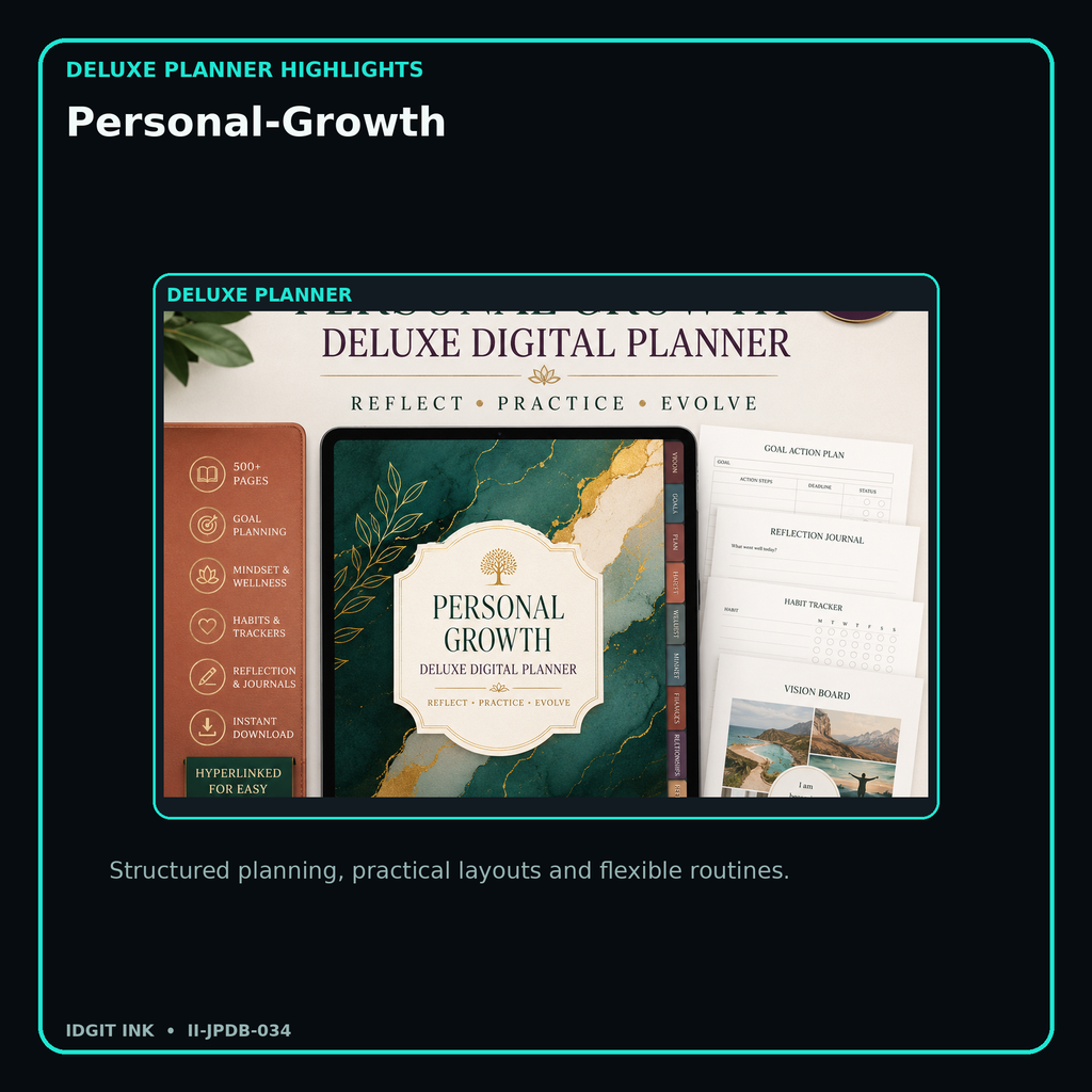 Personal-Growth deluxe digital planner features and flexible organization