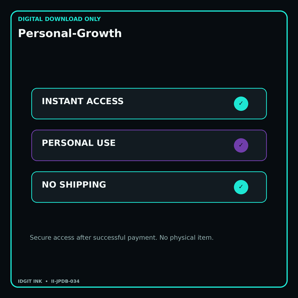 Personal-Growth secure digital download personal-use and no-shipping notice