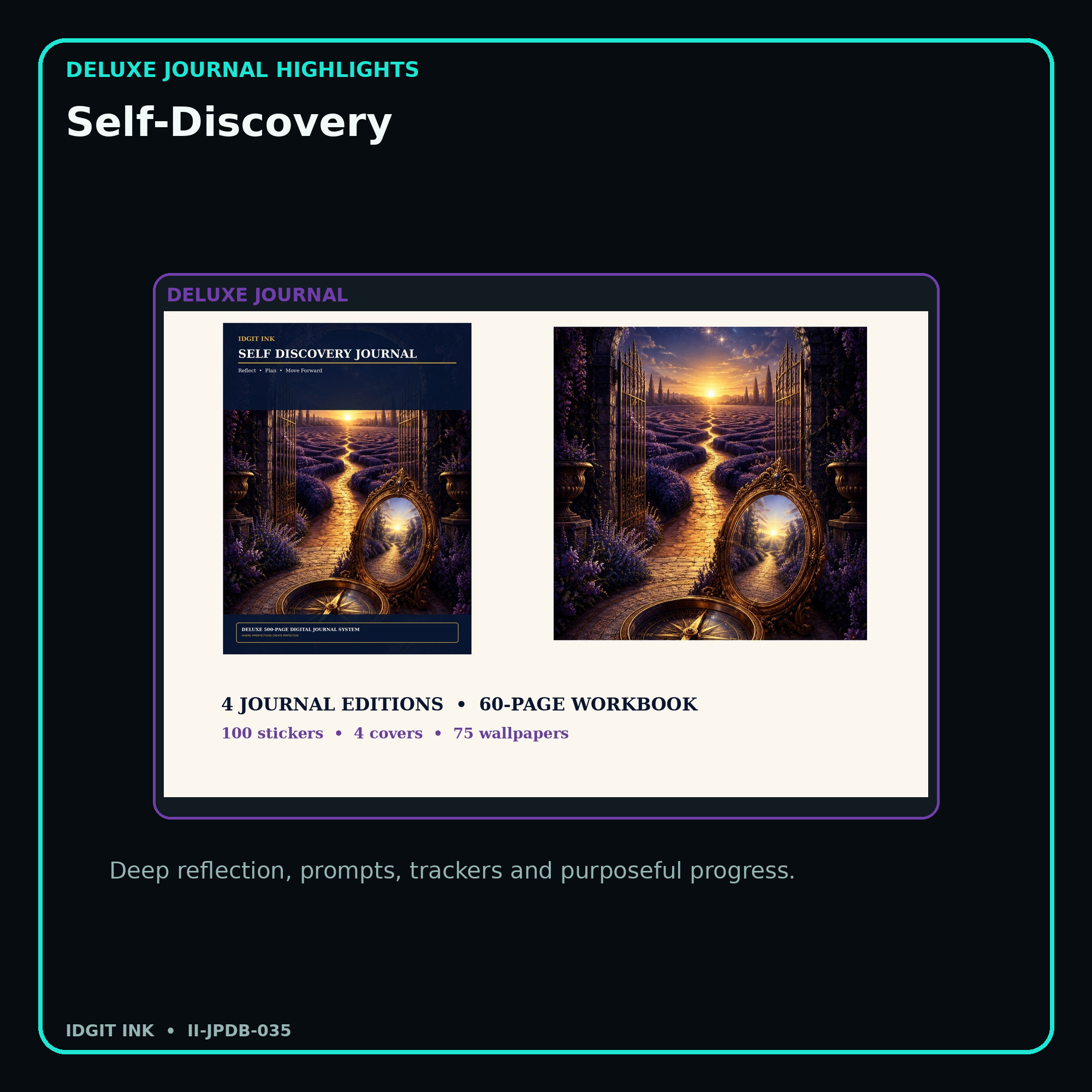 Self-Discovery deluxe digital journal features and guided reflection pages