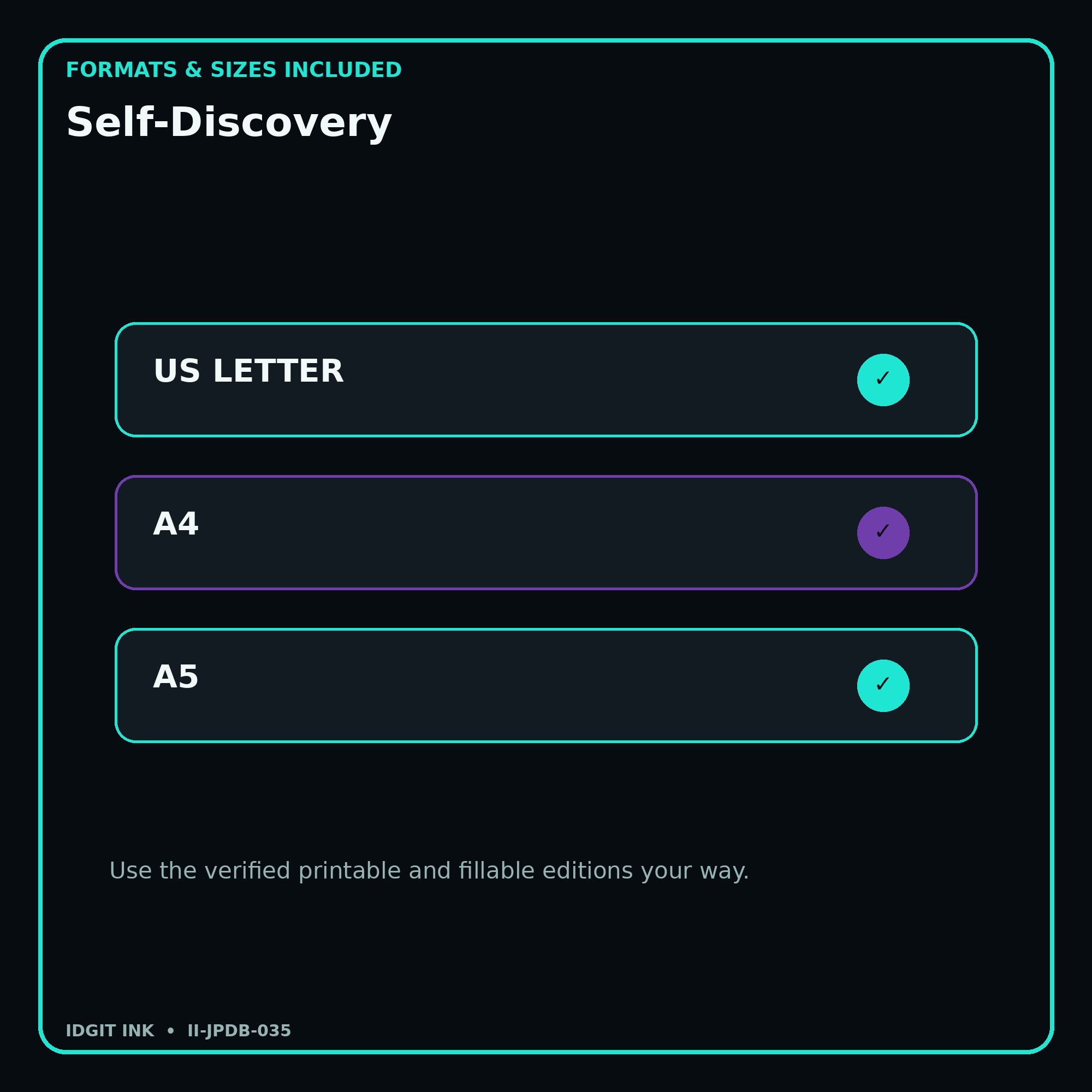 Self-Discovery digital bundle formats in US Letter A4 and A5