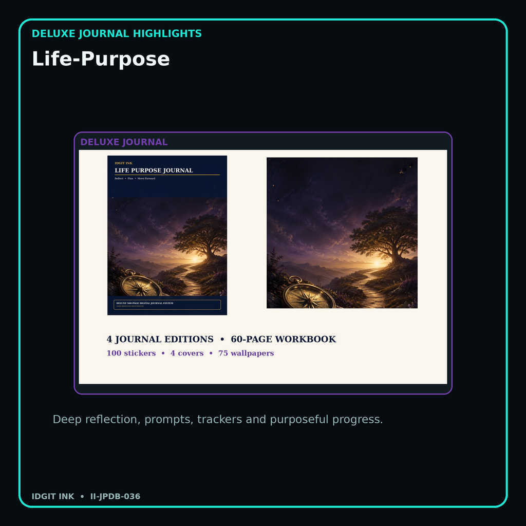 Life-Purpose deluxe digital journal features and guided reflection pages