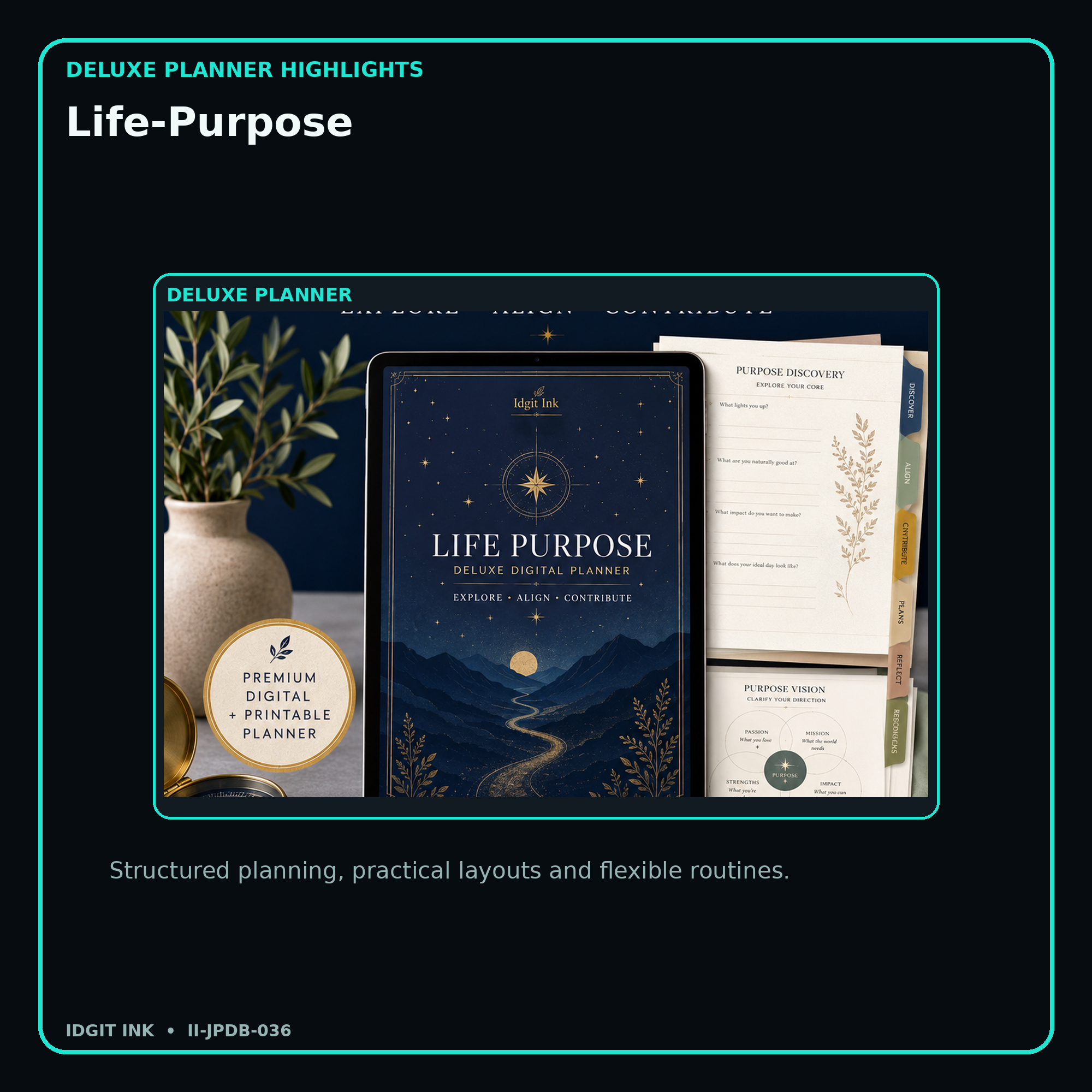 Life-Purpose deluxe digital planner features and flexible organization