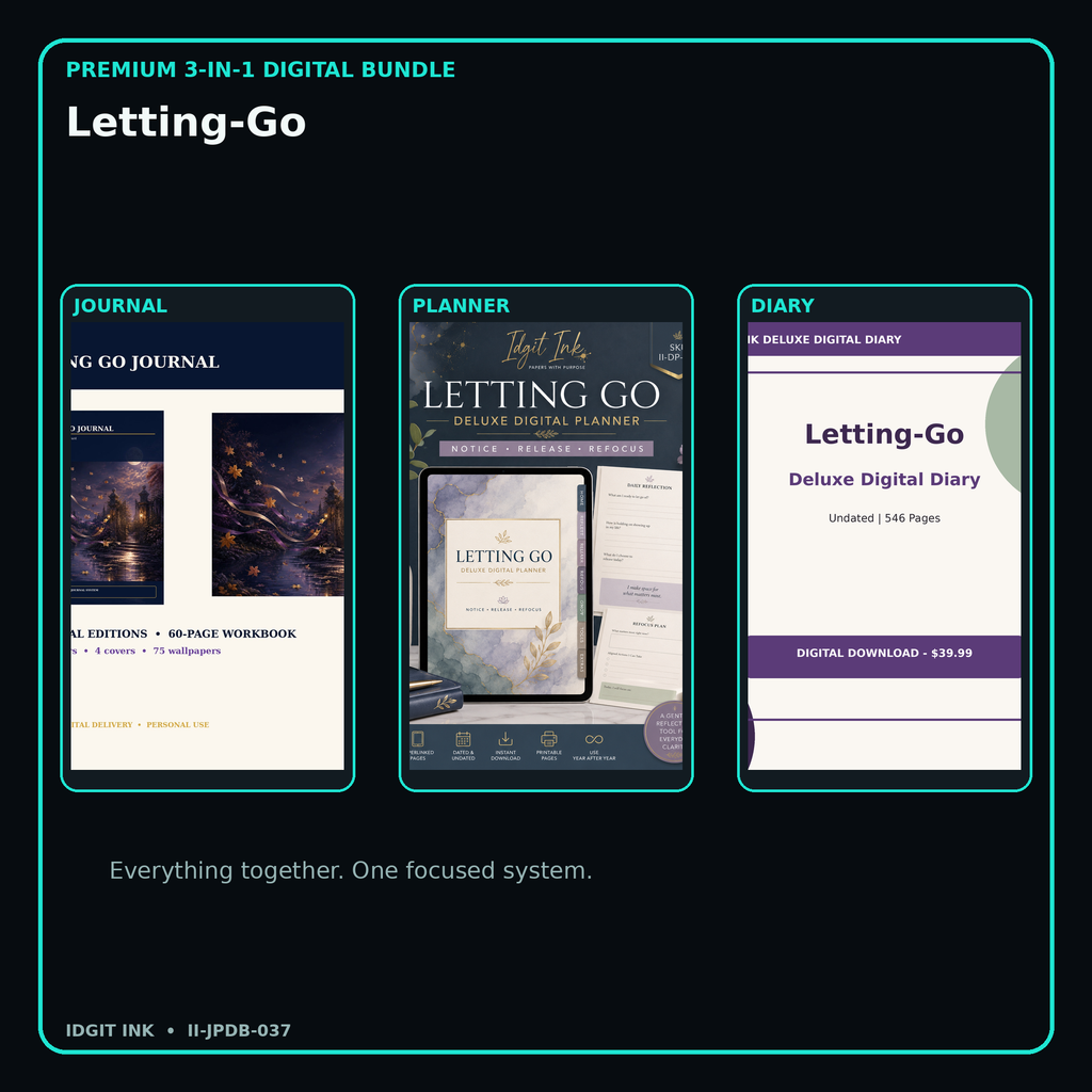 Letting-Go premium digital journal planner and diary bundle cover