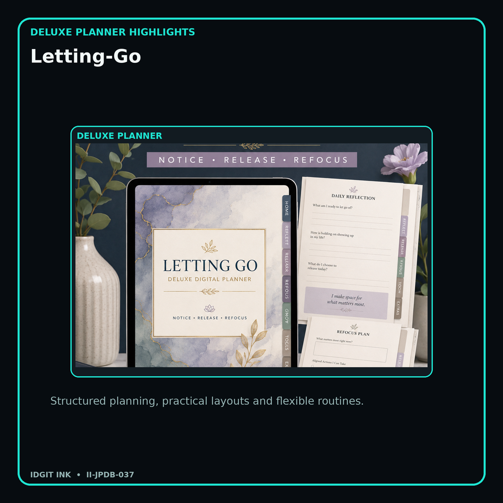 Letting-Go deluxe digital planner features and flexible organization