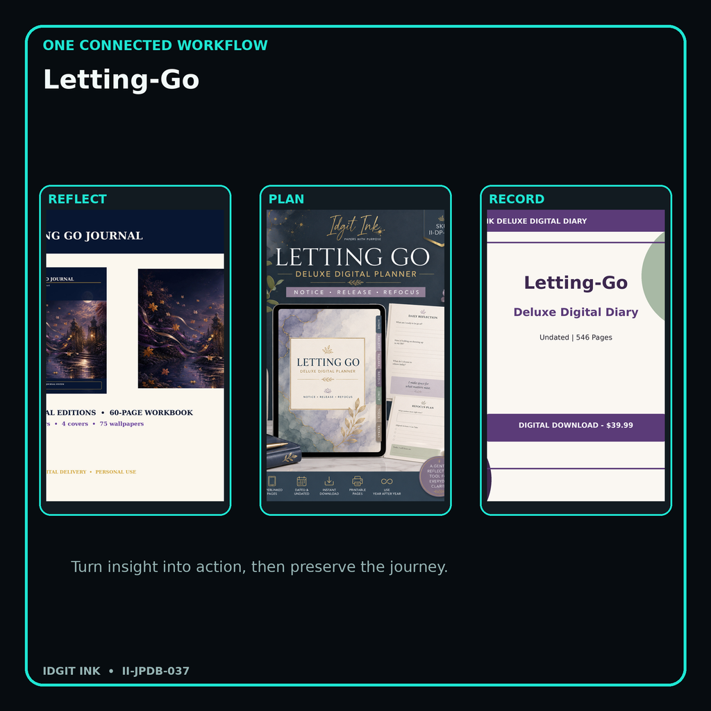 Letting-Go connected journal planner diary workflow and customer benefits
