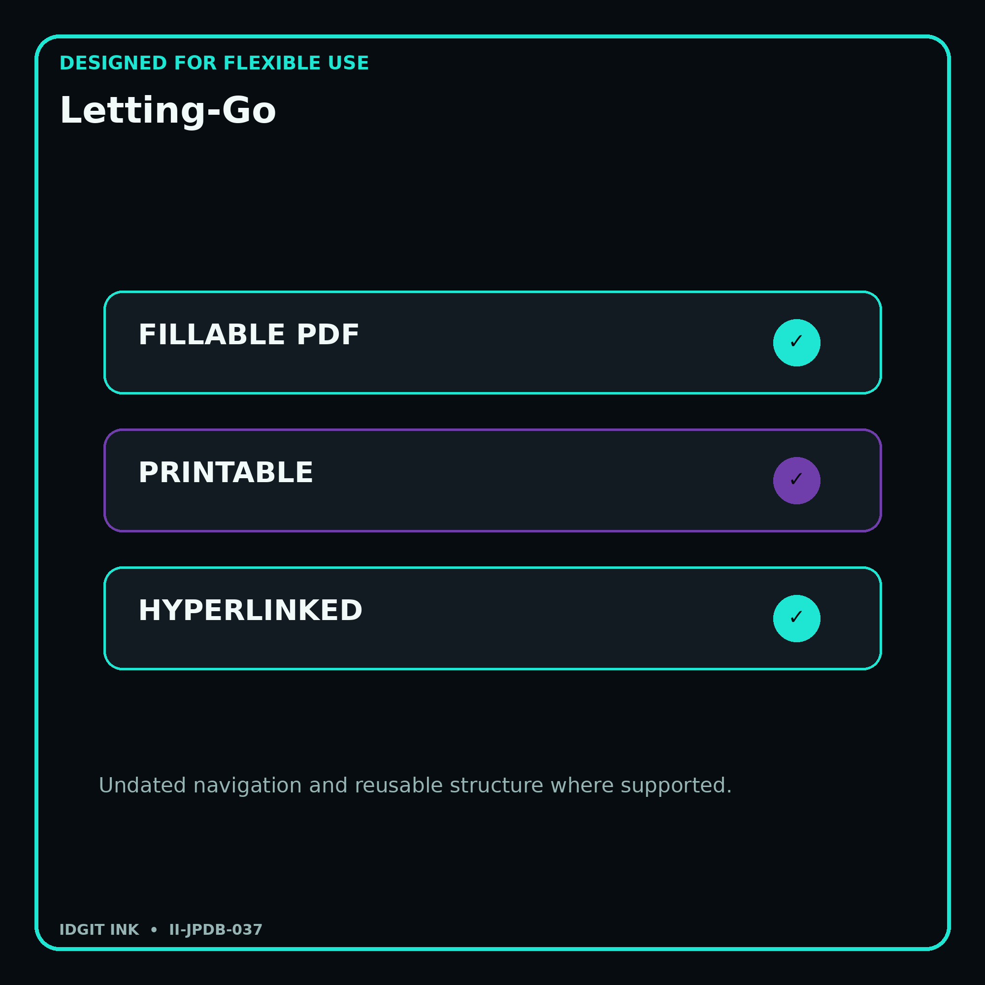 Letting-Go fillable printable and hyperlinked digital features