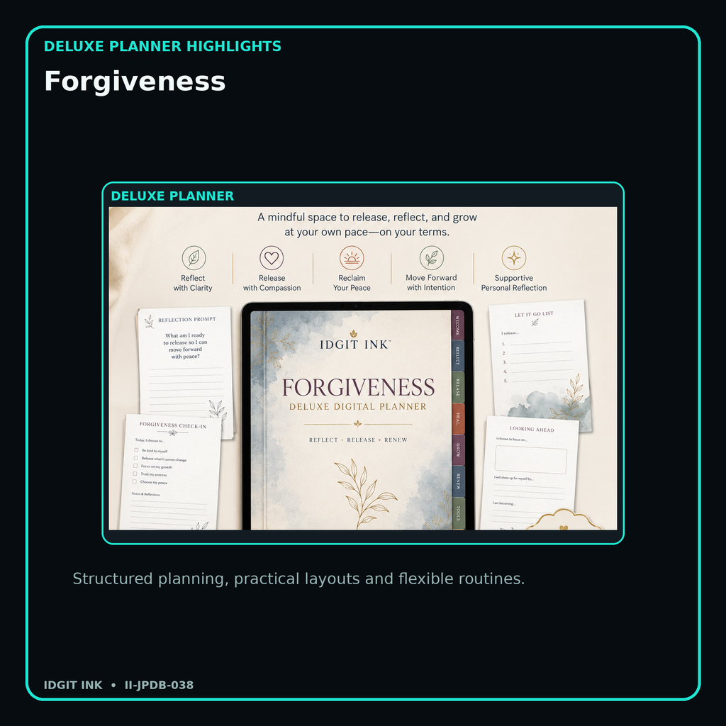 Forgiveness deluxe digital planner features and flexible organization