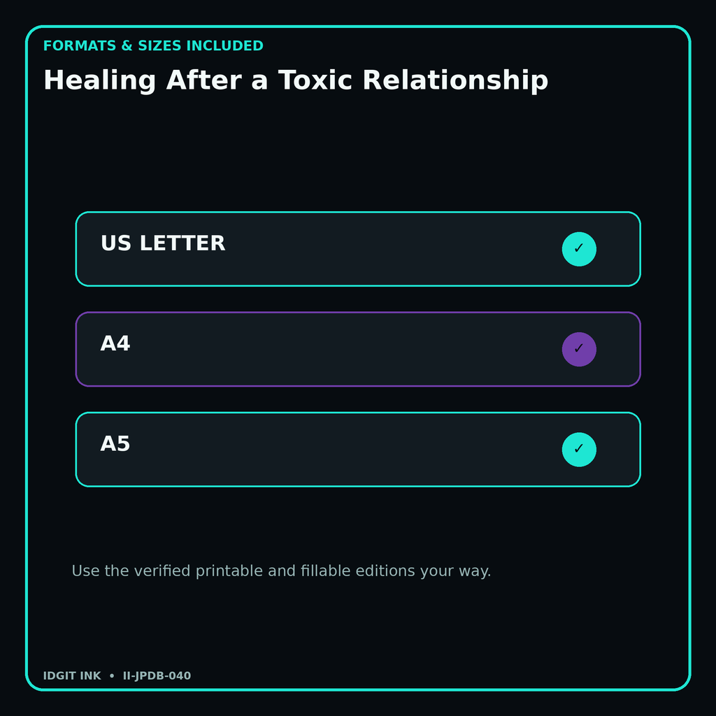 Healing After a Toxic Relationship digital bundle formats in US Letter A4 and A5