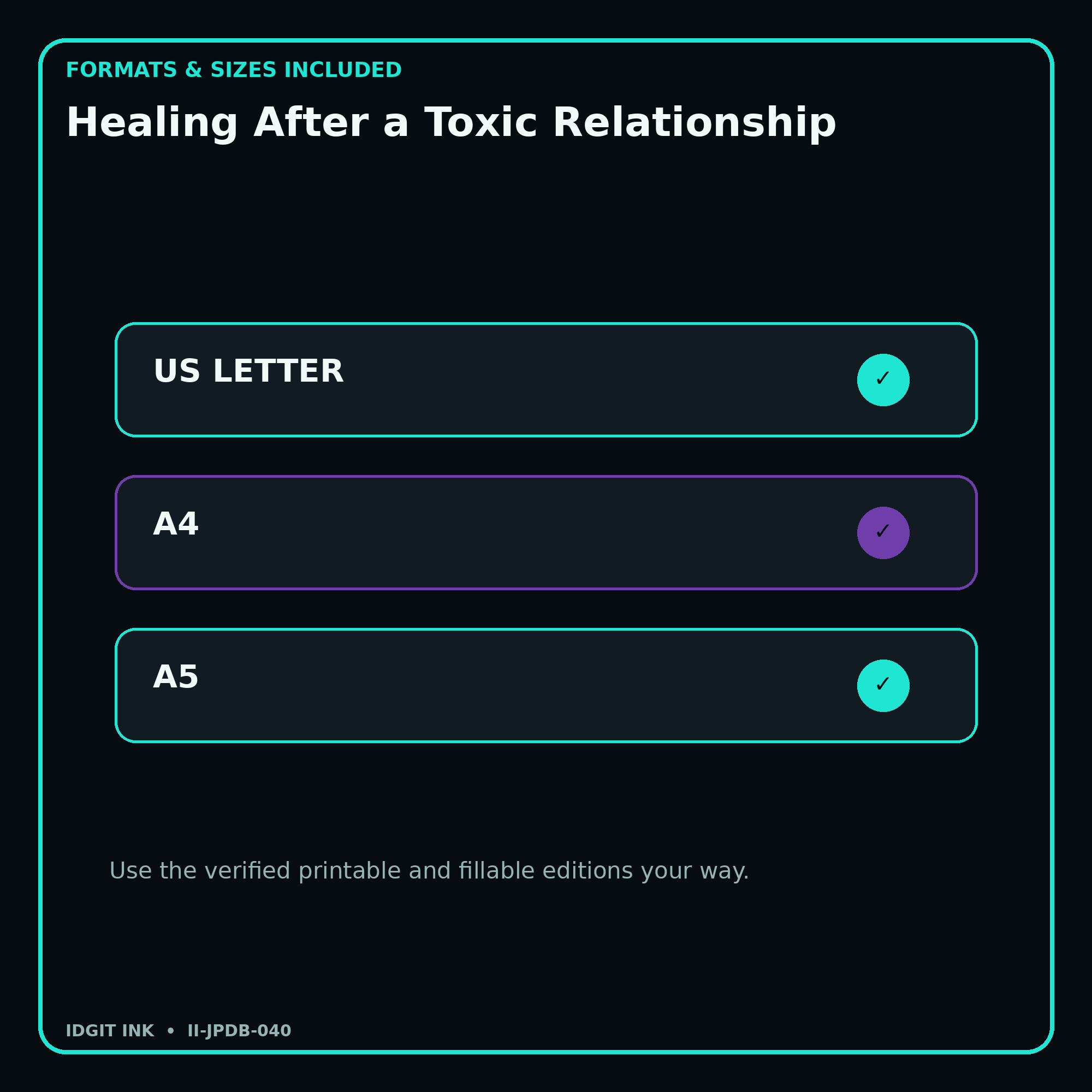 Healing After a Toxic Relationship digital bundle formats in US Letter A4 and A5